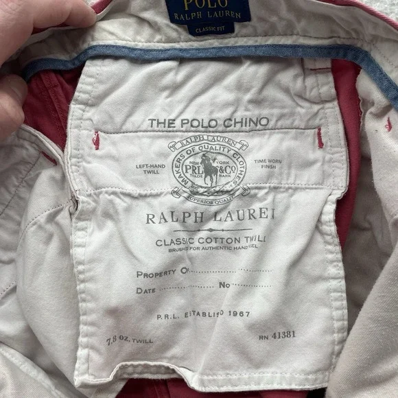 Polo Ralph Lauren Chino Pants Mens 32x31 (Tag 32x32) Red Twill Washed Out Preppy - Picture 10 of 12